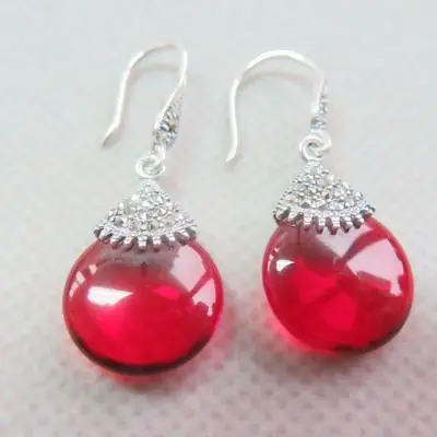 

Lovely Natural Red Chalcedony Pear Shape Dangle Earrings in 925 Sterling Silver