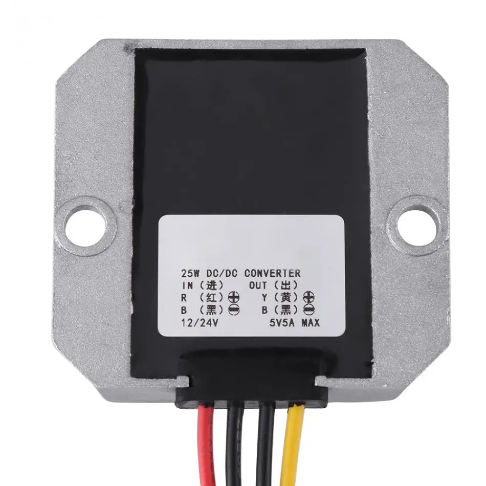 DC 12V/24V To 5V понижающий модуль напряжения 5A 25W преобразователь источника питания