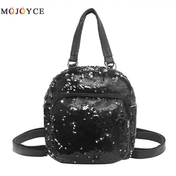 

Fashion Multifunction Sequins PU Leather Patchwork Small Backpacks Women Travel Teenage Girls Satchel Backpack