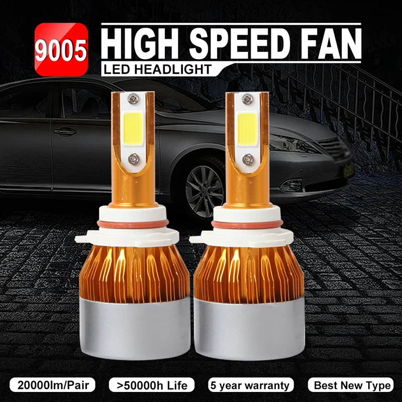 2 шт. 9005 светодиодный фар Conversion Kit 80 Вт 10000LM Высокая Низкая луч лампы 6500 K
