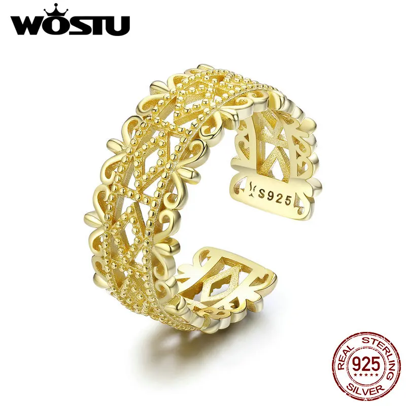 

WOSTU Genuine 100% 925 Sterling Silver Royal Queen Finger Rings For Women Anniversary Engagement Romantic Jewelry Gift CQR461