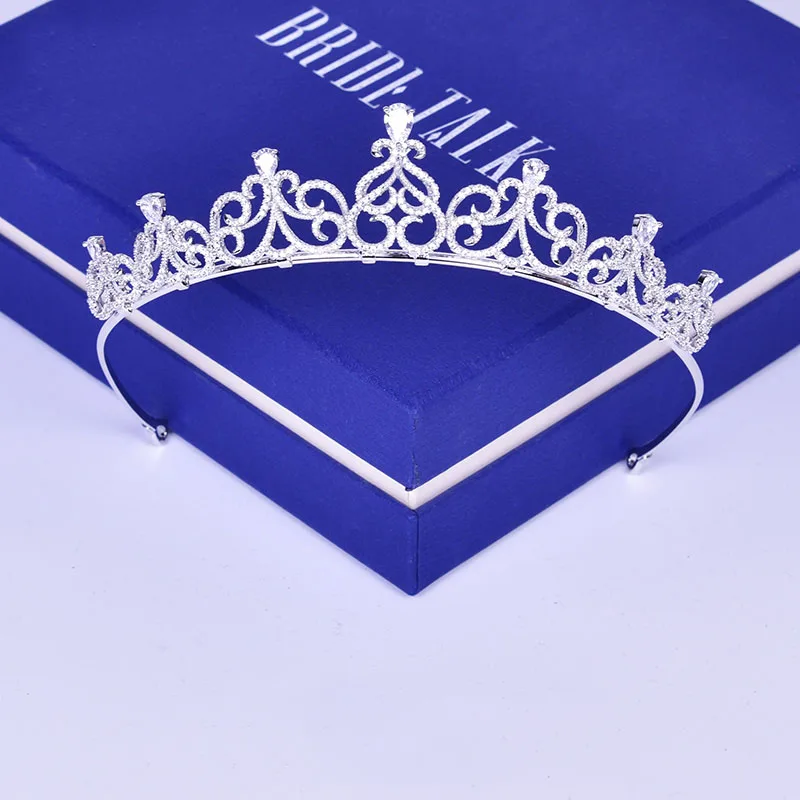 

Micro Paved Zircon Tiara Crown Bridal Wedding Headband Hair Jewelry AAA Clear Cubic Zirconia Princess Coronet Headpiece Gifts