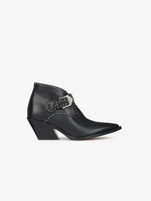 

Abesire 2019 Drop Shipping Woman Sexy Rivets Slip-on Ankle Boots Ladies Pointed Toe Square Heels Dress Shoes Women Buckle Shoes