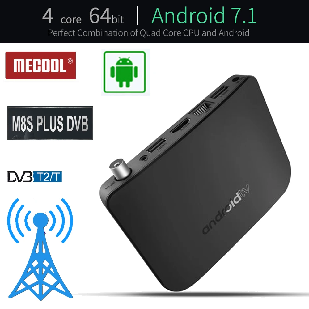 

DVB-T2/T tv tuner Receiver Terrestrial Convertor + Quad core Android 7.1 TV Box S905D WiFi RJ45 Combo Youtube 1080p 3D 4K 30fps