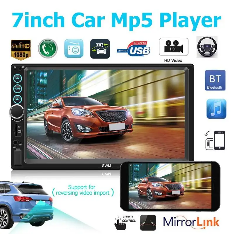 

SWM Car MP4 MP5 Player X6 7 inch 2Din Bluetooth Stereo Car Multimedia MP5 Player 12V FM Radio Handsfree Auto Support U Disk