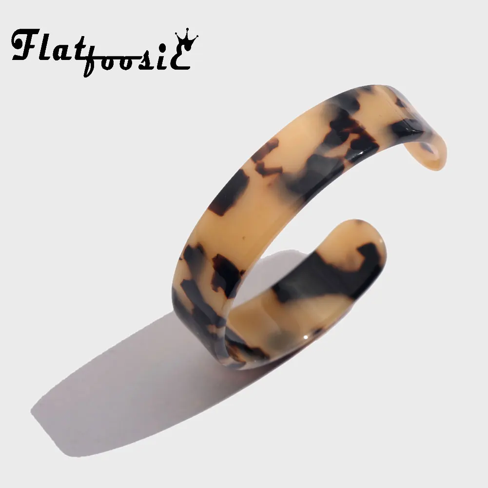 Женский браслет Flatfoosie винтажный с леопардовым принтом из смолы и акрила