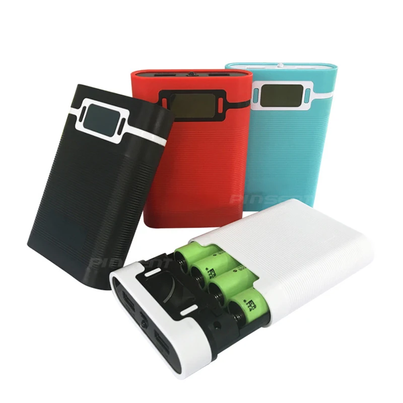Dual USB Anti-reverse Portable DIY Box 4x18650 Display Battery 5V 2A Power Bank Case With LED Flashlight Batteries not included |