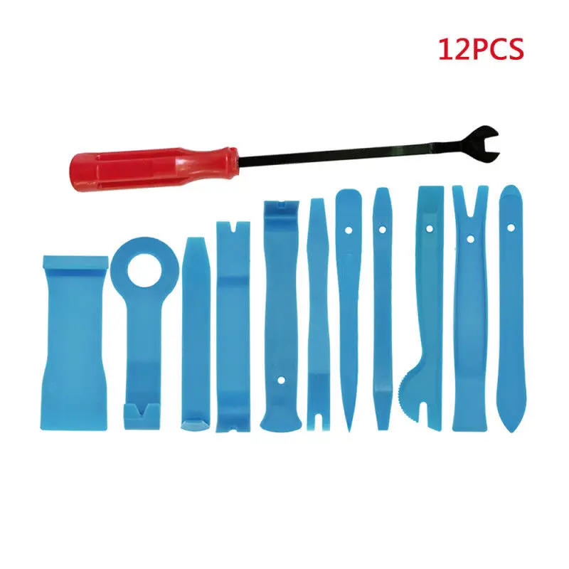 

12Pcs Auto Car DIY Car Pry Repair Tool Kit Radio Panel Interior Door Clip Panel Pry Tool Trim Dashboard Removal Opening Tool Set