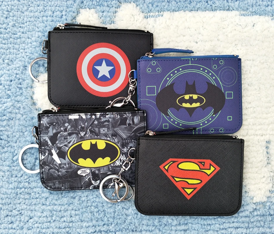 

super man The Avengers batman PU card bag holder bus cards zip coin money handbag ornament unisex anime bags handbags new