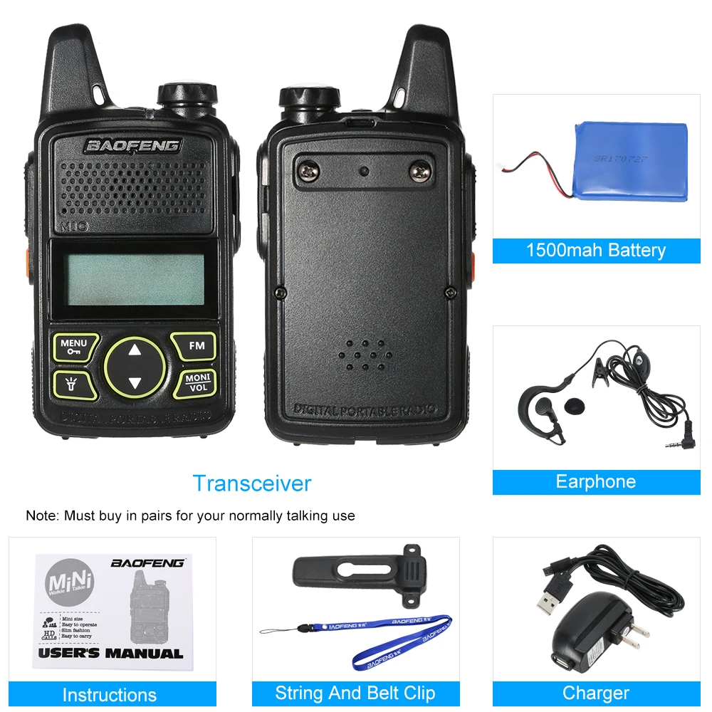 BF T1 Мини Walkie Talkie UHF 400 470 MHz Портативный двухстороннее мобильной радиосвязи
