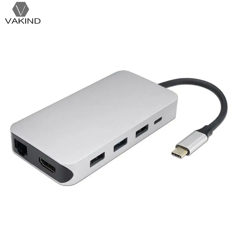 

9 in 1 USB3.0 C Hub Type C to HDMI RJ45 USB 3.0 High speed for SD TF Card Reader Adapter