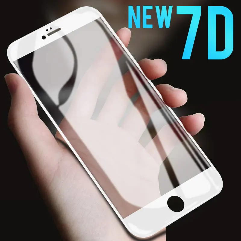 

RHR 7D Tempered Glass On The For iPhone 6 7 8 Plus Screen Protector Full Cover Protective Glass For iPhone X XS 8 7 6 6S Film