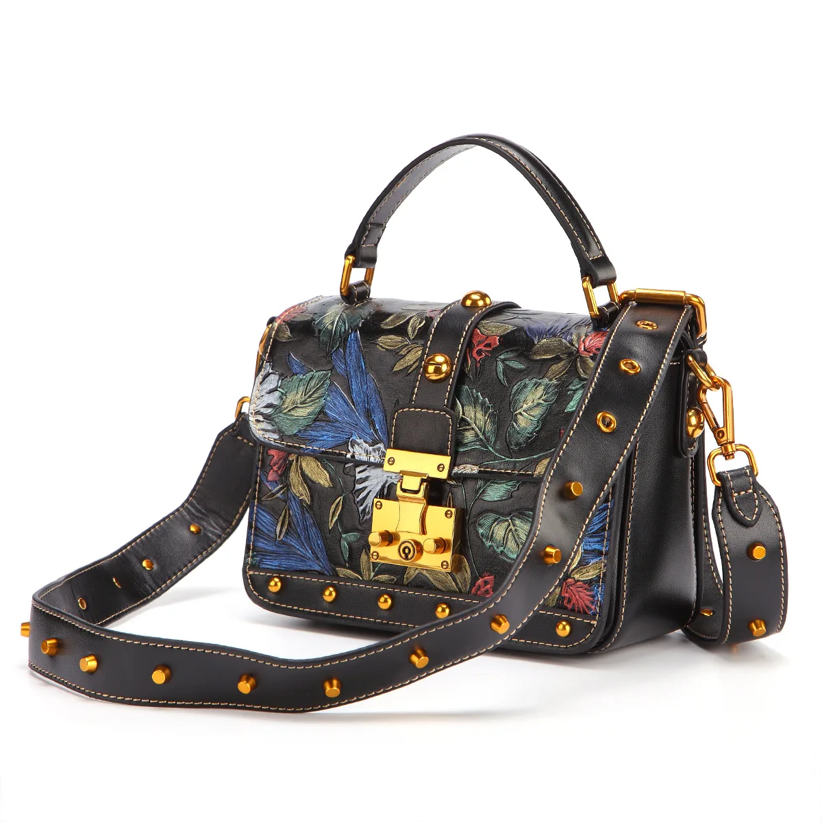 Высокое качество натуральной тисненой кожи Топ Ручка Сумки кисточки цвет