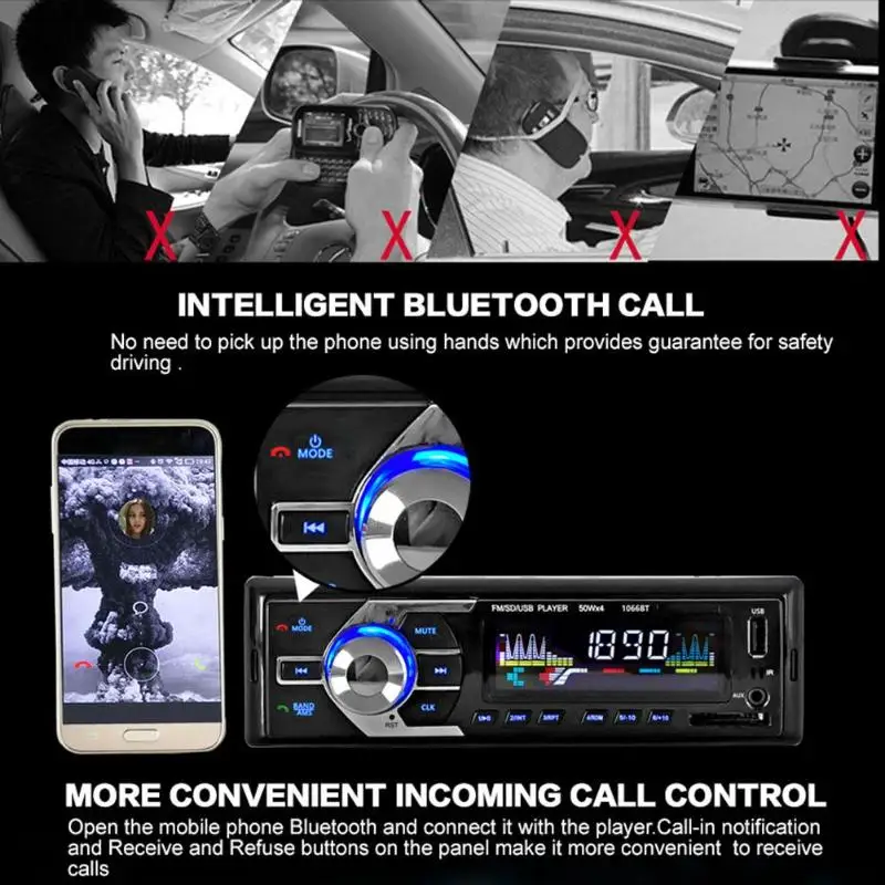 VODOOL 1 Din Bluetooth автомобильный Радио MP3 плеер 12 В BT Hands-free вызов авто стерео аудио MP3 музыкальный плеер Поддержка FM USB AUX SD карты