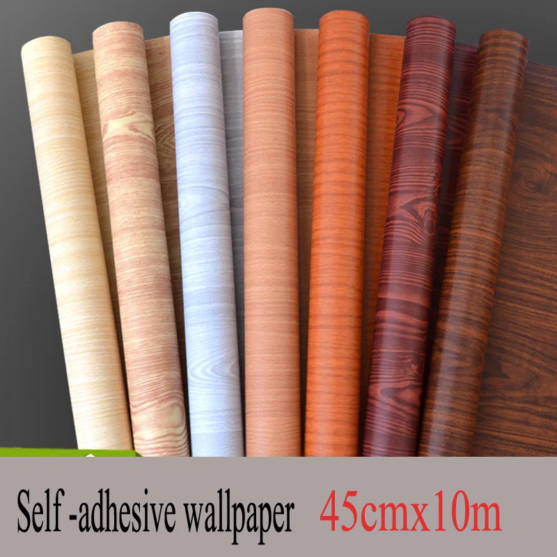 45cmx10m Wood Self Adhesive Wallpaper Pvc Water Proof Wall Sticker For Furniture Kitchen