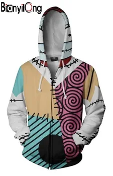 

2019 autumn new men and women casual sweatshirt hoodie 3D creative print striped stitching personality pullover