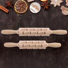 Новое поступление деревянная рельефная Рождественская елка скалка для выпечки печенья декоративный валик для теста кухонные инструменты для торта