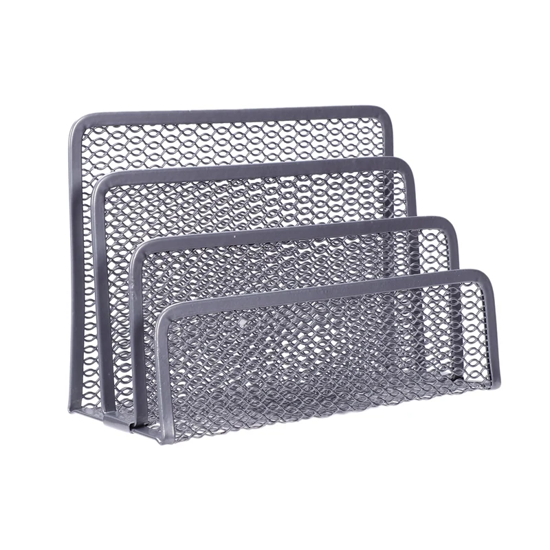 

Metal Office Mesh Bin & Desk Organiser Set Stationery Tidy Letter Holder, Letter Sorter Silver
