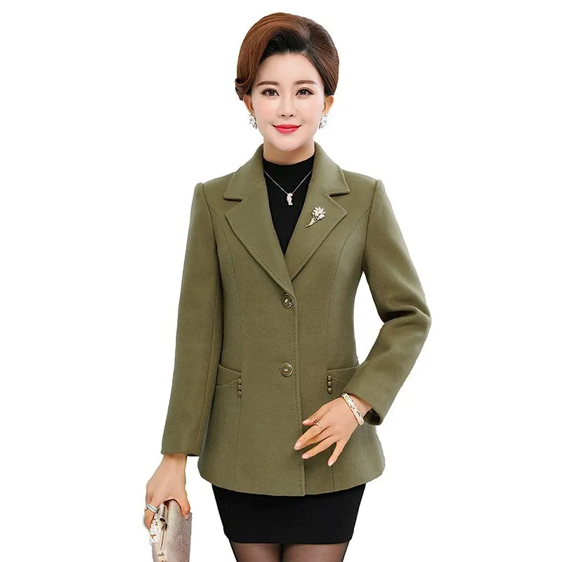 

2019 New Autumn Winter Women Wool Coat Long Sleeve Casual Single Breasted Woolen Jacket Outerwear Plus Size 5XL