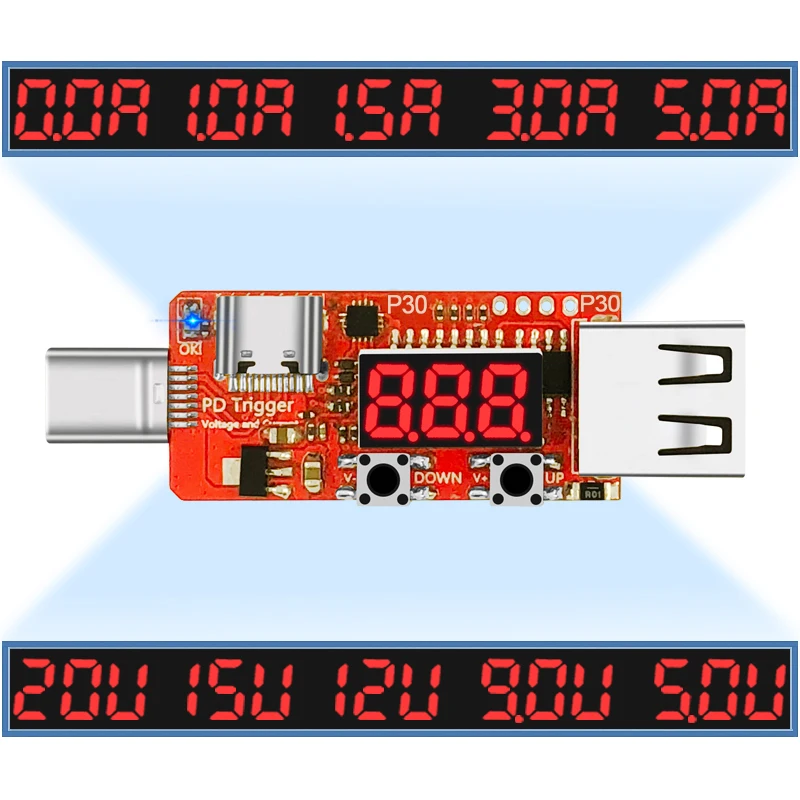 PD quick charge trigger цифровой измеритель напряжения тока Амперметр кулонометр зарядное устройство мобильный источник питания тип-c usb тестер детектор