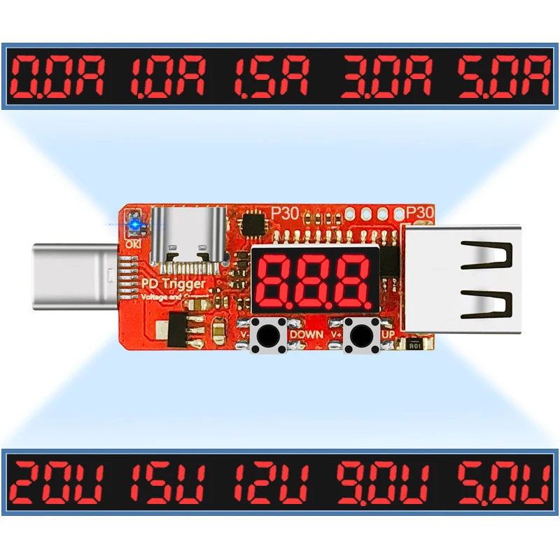 PD быстрый заряд триггер цифровой измеритель напряжения тока Амперметр кулометр