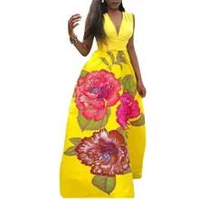 Summer Lace Up Waist Maxi Dress Women 2019 Floral Print Long Dress Casual Ladies Sexy V-neck Sleeveless Party Dresses Plus Size Summer Lace Up Waist Maxi Dress Women 2019 Floral Print Long Dress Casual Ladies Sexy V-neck Sleeveless Party Dresses Plus Size