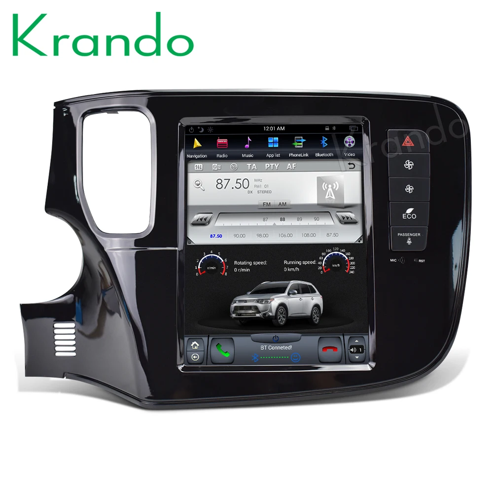 Perfect Krando Android 8.1 10.4" Tesla Vertical screen car radio player gps for Mitsubishi Outlander 2015-2018 navigation multimedia 3