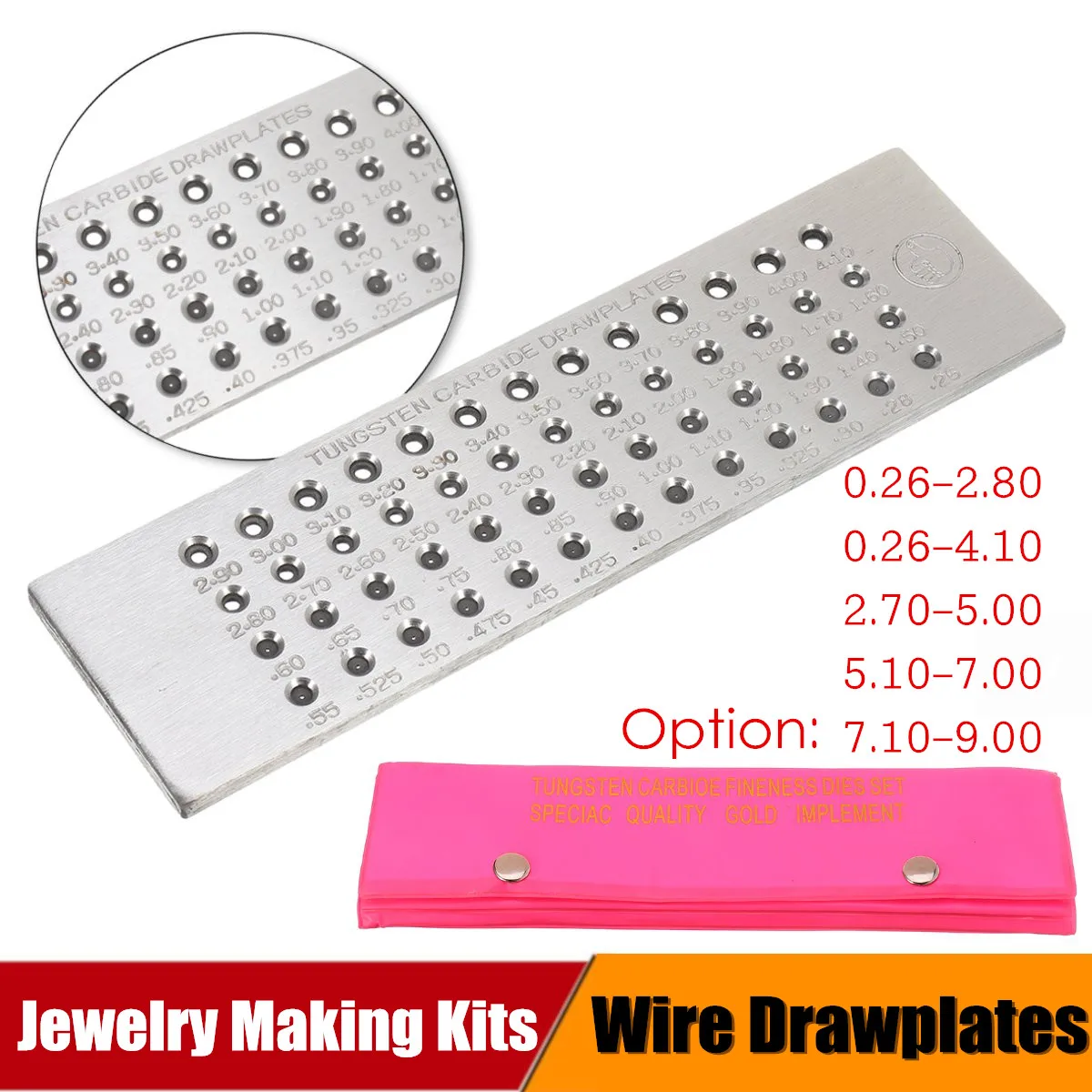 

5 Sizes Round Tungsten Carbide Steel Wire Drawplates Handmade DIY Jewelry Making Tool Kit Hand Toosl Set Accessories Storage Bag