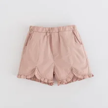 Повседневные штаны для маленьких девочек г. Новая летняя детская одежда детские хлопковые кружевные однотонные шорты для девочек