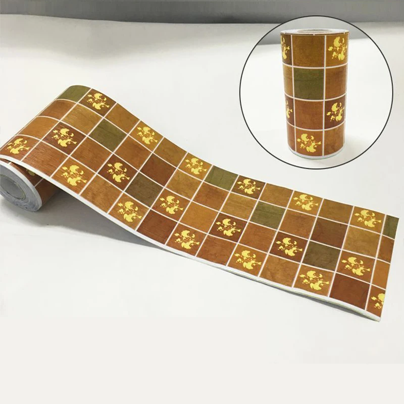 

Classic Grid Wallpaper Borders Mirror Tile Decoration Waist Line Glass Door Stickers Waterproof Bathroom Kitchen Sticker Ez070