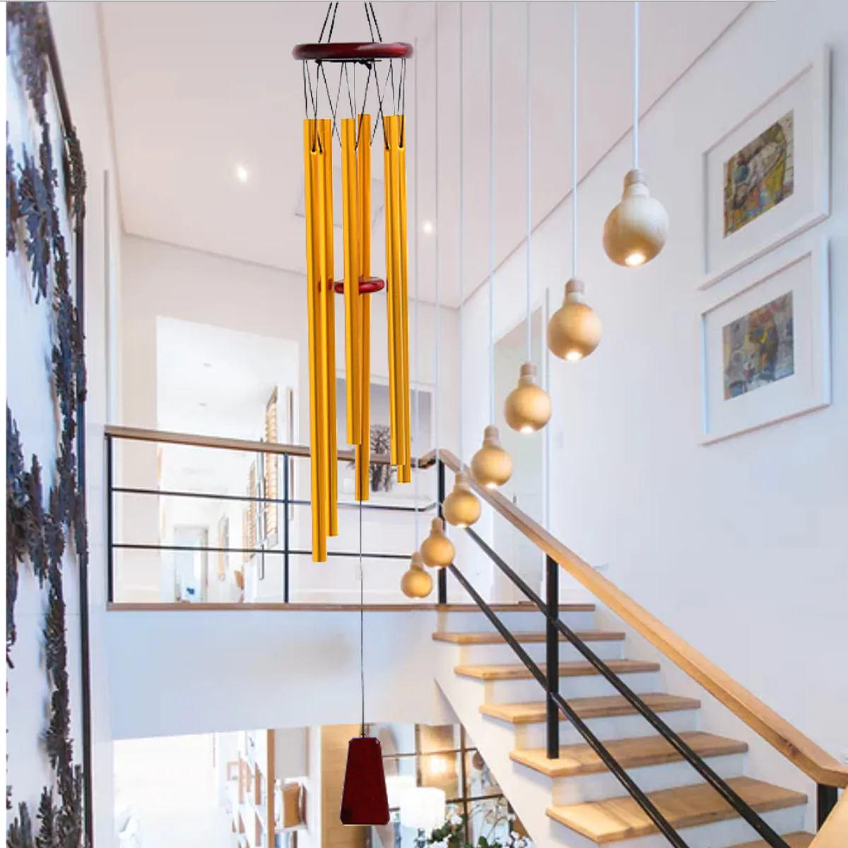 

70cm 6 Tube Windchime Chapel Bell Wind Chimes Door Wall Hanging Decoration Garden Home Decor Antique Amazing Grace Deep Resonant