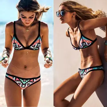 

Sexy Womens Bikini Set Boho Bandage Swimwear Push up Padded Bra Swimsuit Bathing