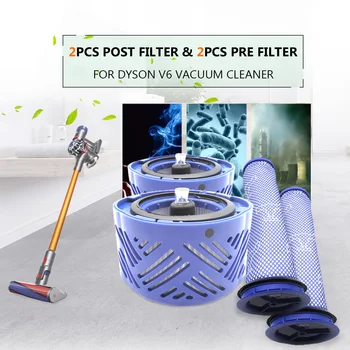 

2pcs Post Filter 2pcs Pre Filter HEPA Motor Filter Replacement for Dyson V6 Home Appliance Vacuum Cleaner Parts Filters