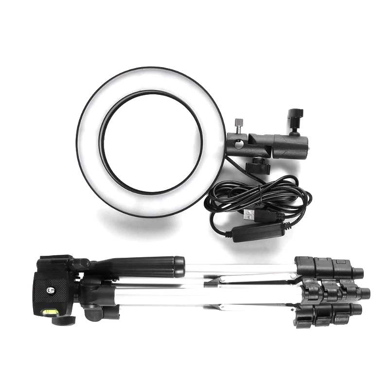 

6 inch 16Cm Photography Dimmable Led Selfie Ring Light Video Live 5500K Photo Studio Light With Phone Holder Usb Plug