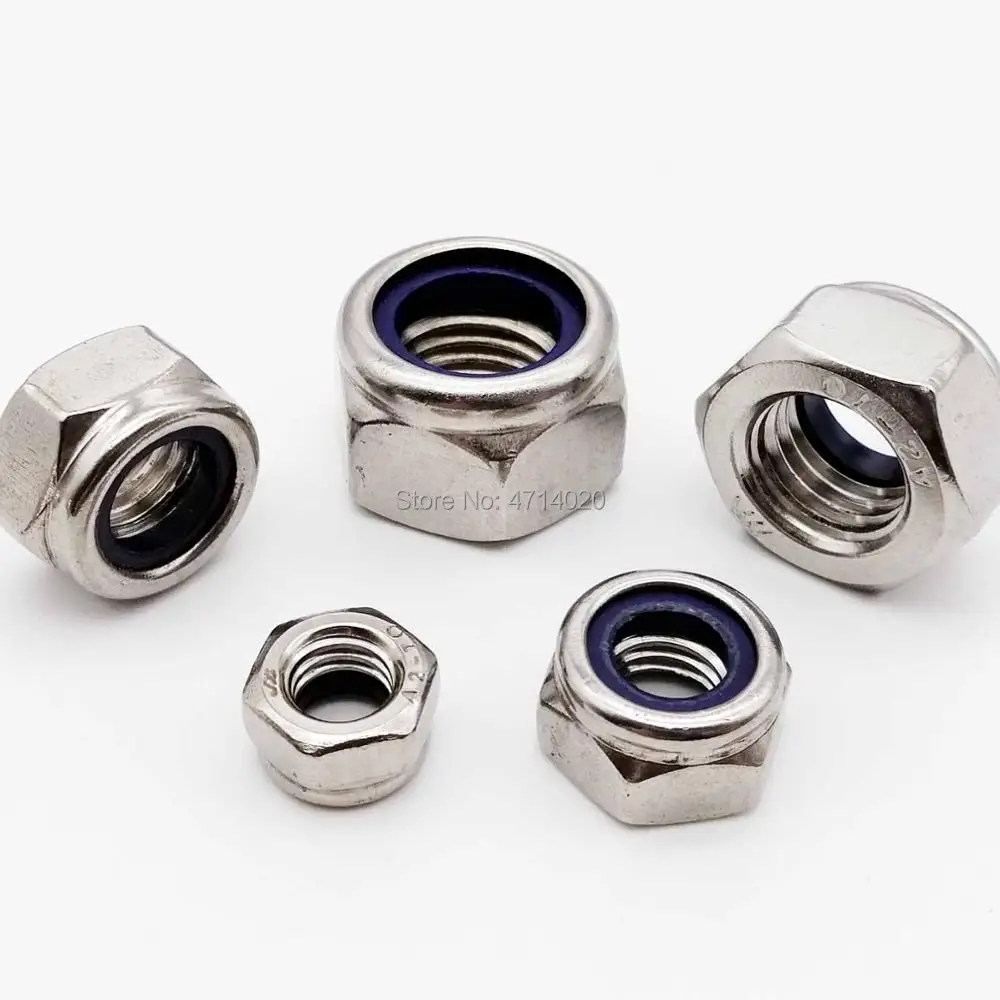 50pcs Hex Nylon Insert Lock Nuts M2 M2.5 M3 M3.5 M4 M5 M6 304 Stainless Steel Zinc-plated Self-locking