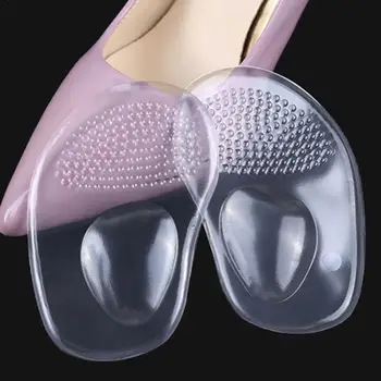 

4 Pairs Silicone Heel Pads Shoe Pads For High Heels Shoe Inserts Heel Silicone Adhesive Half Invesible Forefoot Anti-skid Pad