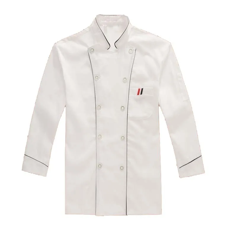 

Ten Buttons Chef Coat Unisex Long Sleeve Kitchen Chef Uniform Mock Wrap Tops Cooker Work Clothing