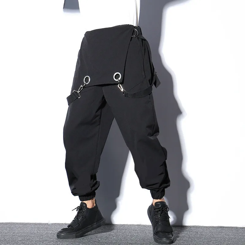 1705 весенний черный мужской комбинезон, свободные штаны в стиле хип-хоп, Корейская уличная одежда, мужские штаны для бега, свободные шаровары, хлопковые мужские комбинезоны