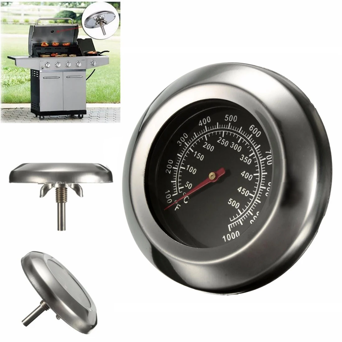 

Dia 3" Degrees Celsius/Fahrenheit 50~500Degrees Celsius Roast Barbecue BBQ Pit Smoker Grill Thermometer Temp Gauge