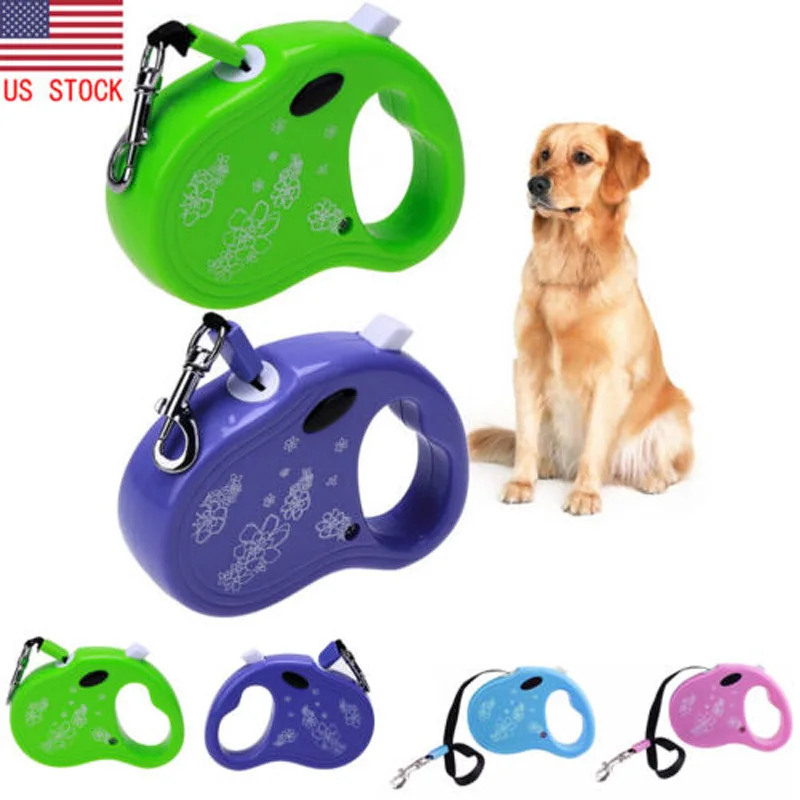 

New Comfort Retractable Dog Extending Lead Cord Tape Soft Grip Handle