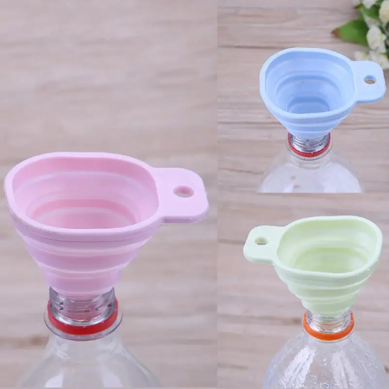 

1PC Foldable Silicone Funnel Mini Portable Funnels Hopper Cooking Gadgets Tool DIY Kitchen Accessories High Quality 3 Colors