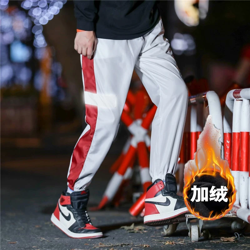 Fashion Casual Men's Trousers Winter New M-3XL Printing Plus Velvet Thickening Loose Feet Pants Personality Youth Popular