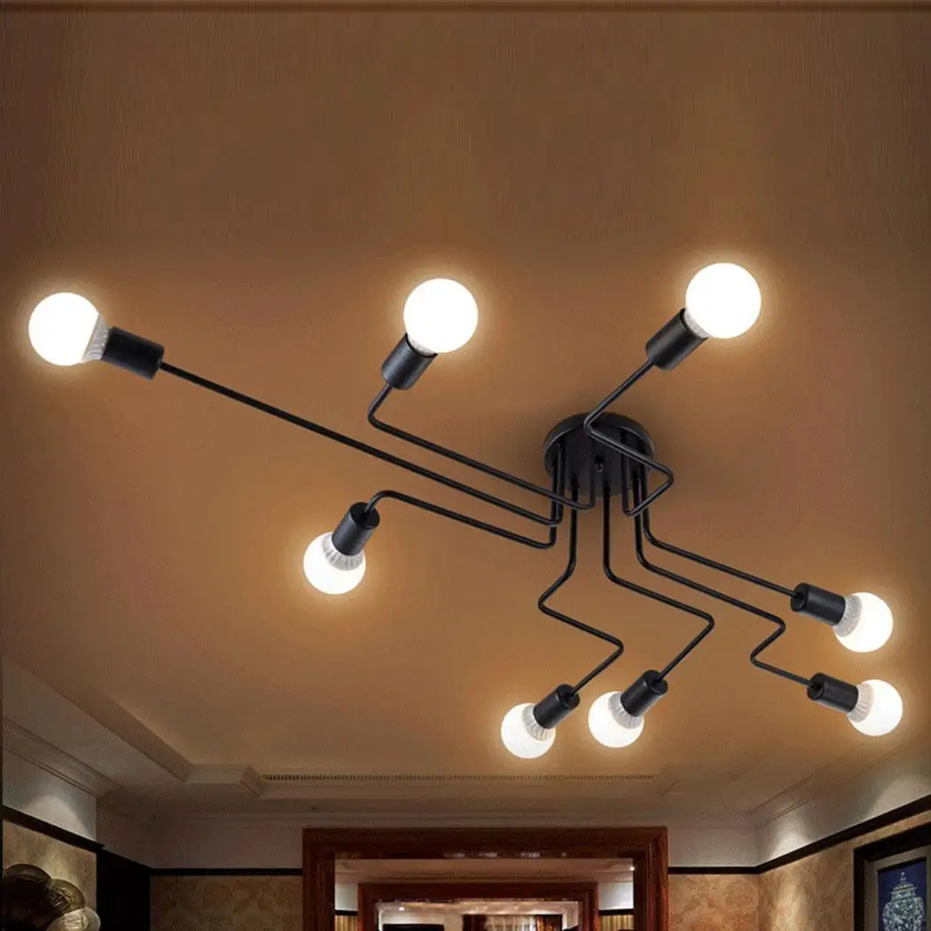 DIY E27 Art Spider Ceiling Lamp Fixture Light Mordern Nordic Retro Edison Bulb Light Chandelier Vintage Loft Antique Adjustable
