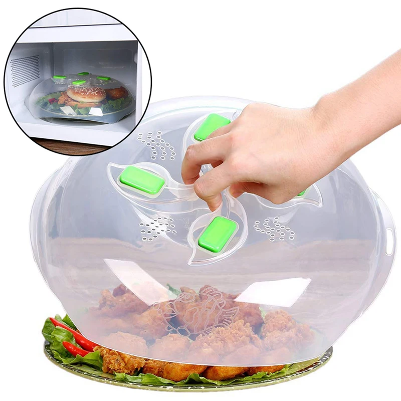 Microwave Food Cover Plastic Splatter Protective Lid with Steam Vents Kitchen Lid Safe Vent