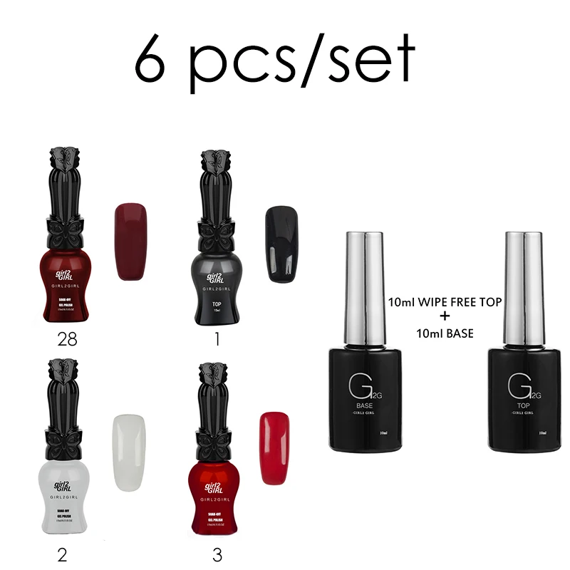 

GIRL2GIRL UV Gel Nail Polish Soak Off Manicure Nail Art 6 PCS Set