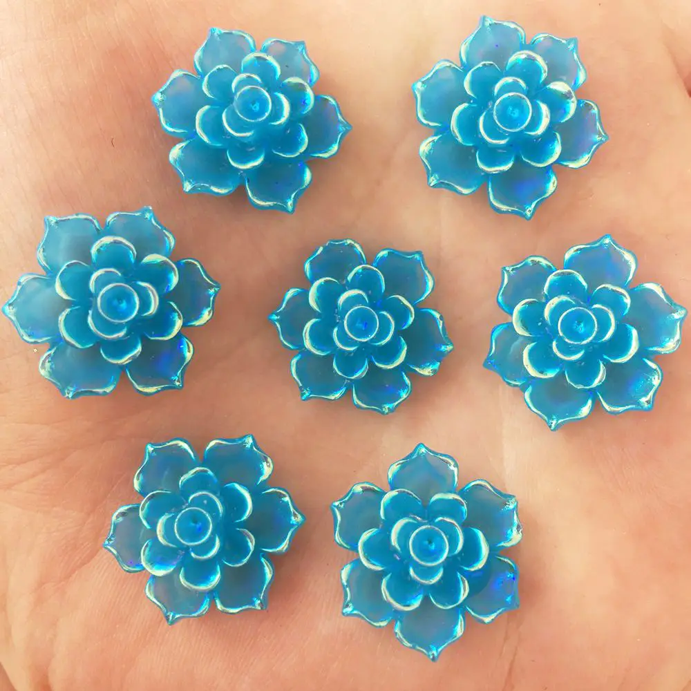 

NEW 50PCS 20mm AB Resin 3D Flower Stone Flatback Wedding Diy Design Button Craft K337*5
