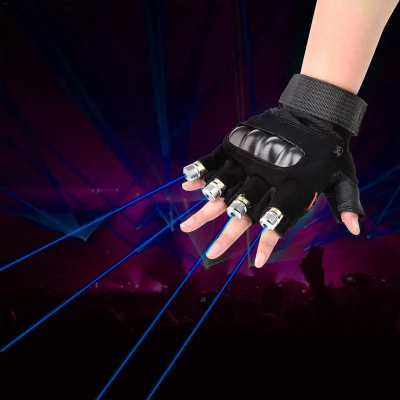 

Kaigelin Novelty LED Laser Gloves Blue 4LED Bulb With Battery Dance Show Finger Gloves Laser For Disco Music Party Stage Light