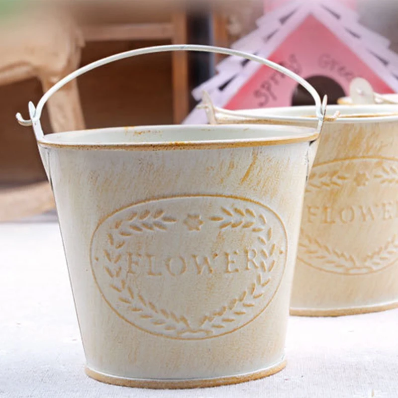 

Mini Metal Buckets Flower Plants Vases Planter Pot Bucket Home Balcony Candy Boxes Flower Pots Wedding Supply Home Decoration