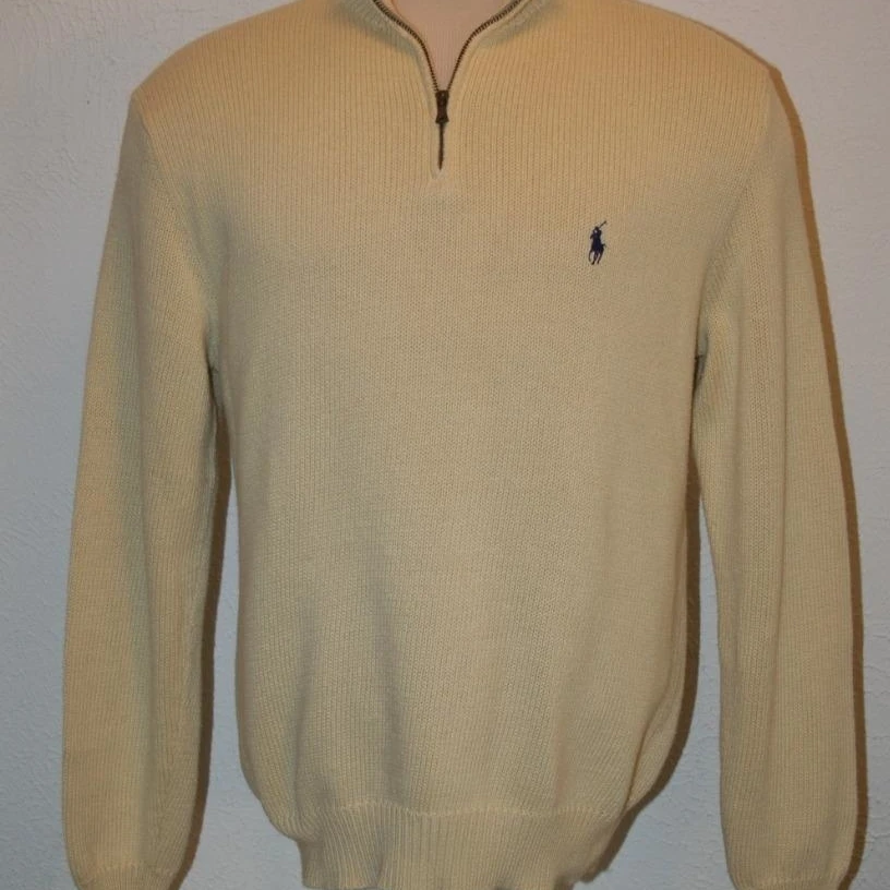 Polo Ralph Lauren Beige Sweater Half Zip Large Chest 45