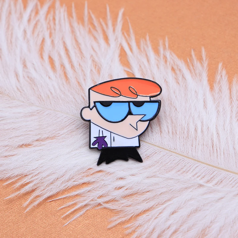 Мультфильм аниме мальчик Броши Dexter's Laboratory эмалированная булавка для мальчиков девочек нагрудная булавка шляпа/булавки "Сумка" джинсовая куртка Женская Брошь Q757